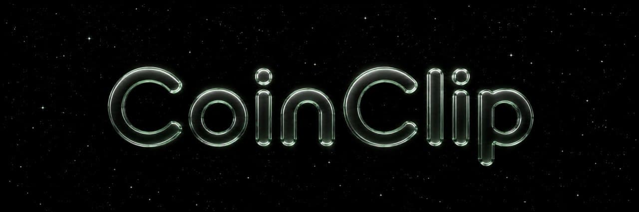 CoinClip chrome wordmark against a starfield